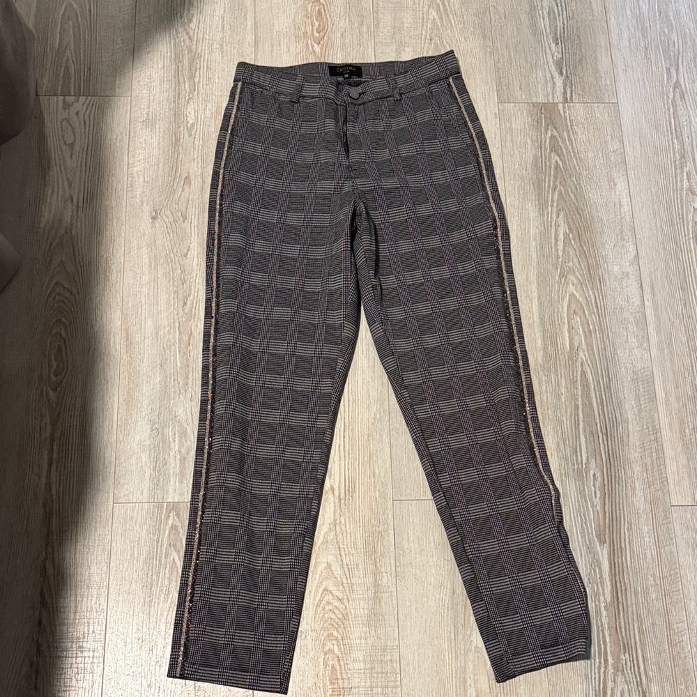 Christina Men's Black and Gray Checkered Pants